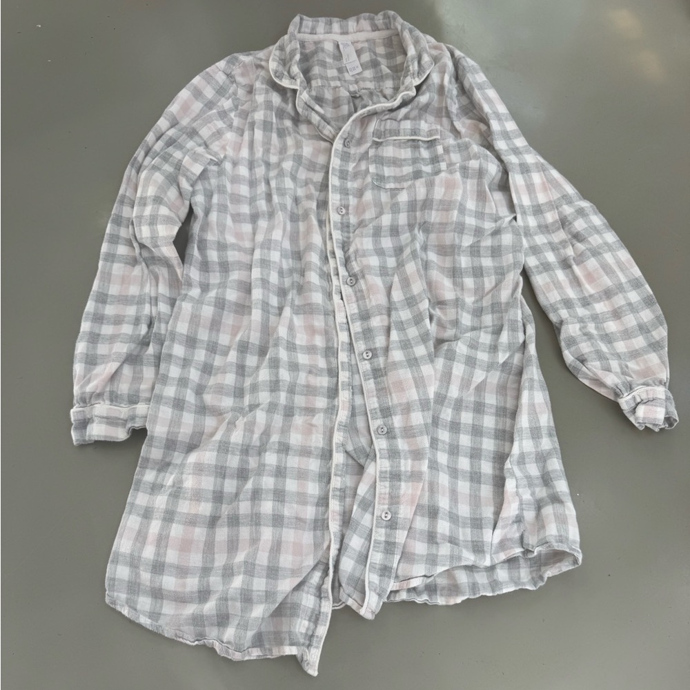 Stars Above Plaid Button-Up Night Shirt